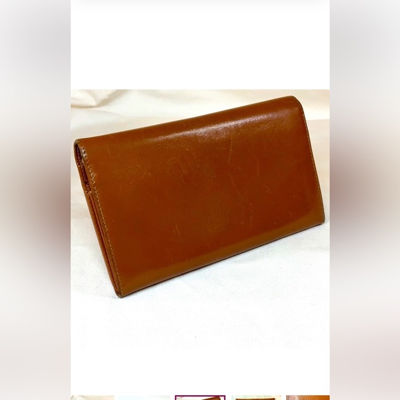 AUTHENTIC GUCCI EC Tan Leather Horseshoe Long Wallet w/kiss-lock coin compartmen - Picture 3 of 13